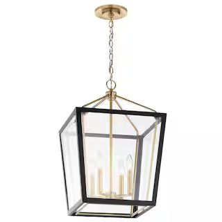 KICHLER Delvin 24 in. 4-Light Champagne Bronze and Black Traditional Foyer Hanging Pendant Light ... | The Home Depot