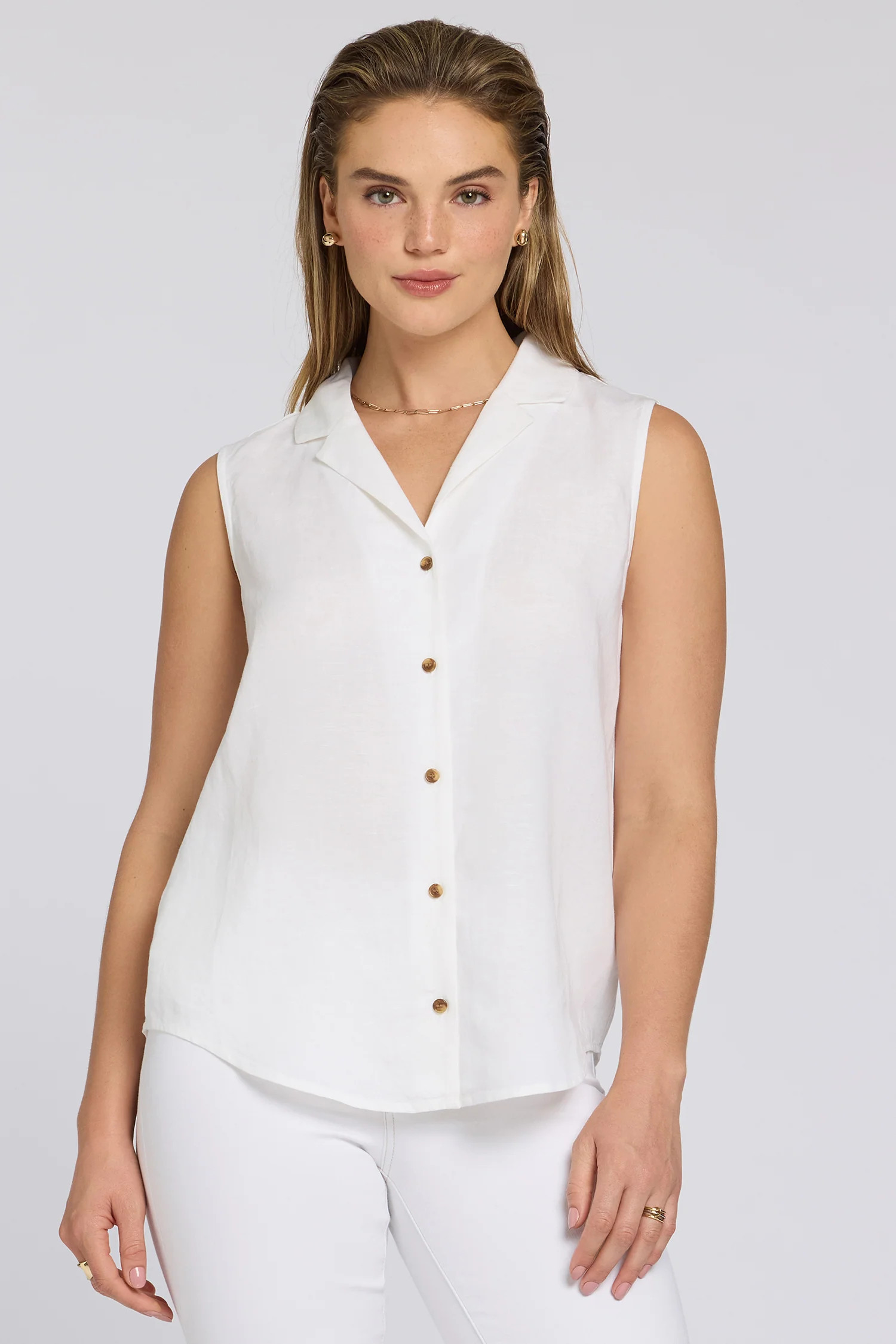 Gabrielle Sleeveless Blouse - Optic White | NYDJ