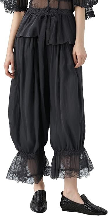 NUFIWI Women Ruffle Long Bloomer Y2k Lace Trim Pettipants Pantaloons Mid Rise Cropped Pajama Pant... | Amazon (US)