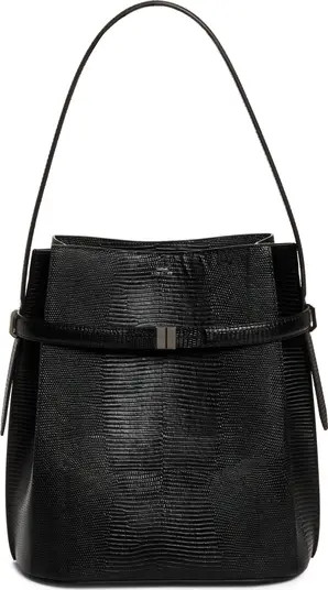 Belted Lizard Embossed Leather Bucket Shoulder Bag | Nordstrom