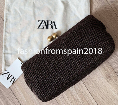 ZARA NEW WOMAN WOVEN CLUTCH BAG BROWN 6218/510/700 | eBay US
