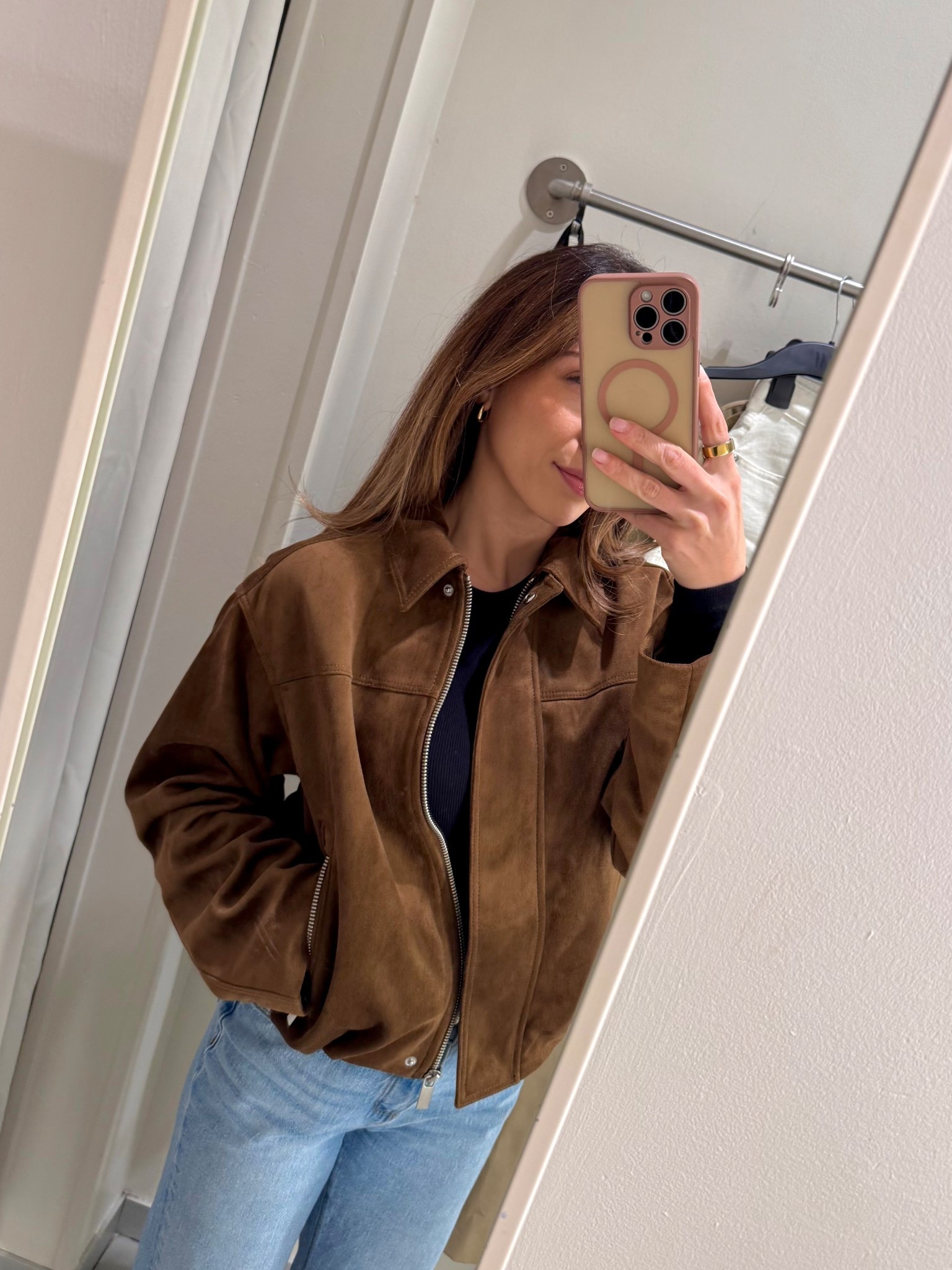 Great faux suede jacket from H&M! Love the length - not long but not too short. 

My size - XS 