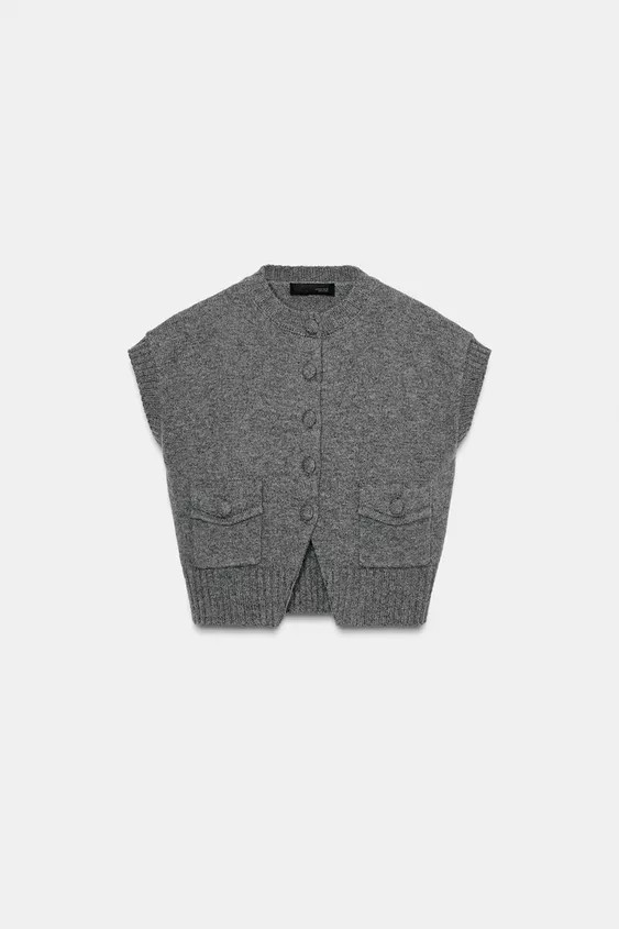 LINED BUTTON KNIT VEST | Zara US