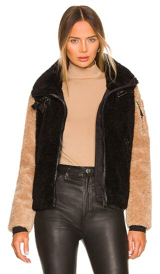 Sherpa Denver Jacket in Camel & Black | Revolve Clothing (Global)