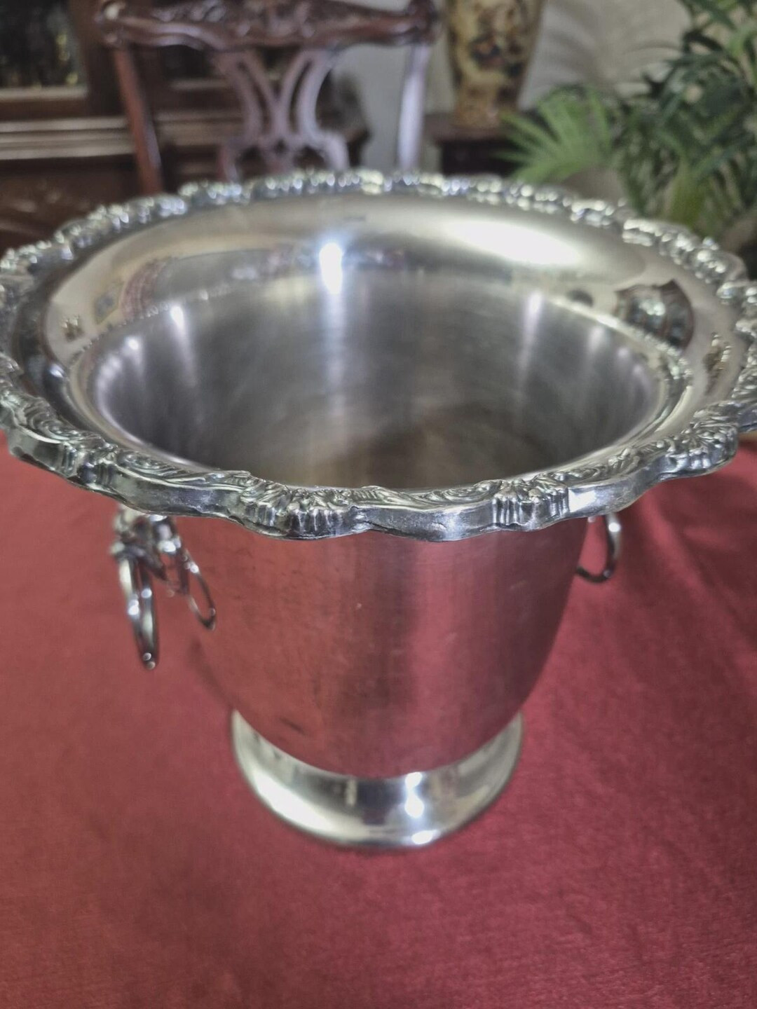 Vintage Leonard Silver Plate Champagne Bucket With Lionhead Ring Handles - Etsy | Etsy (US)