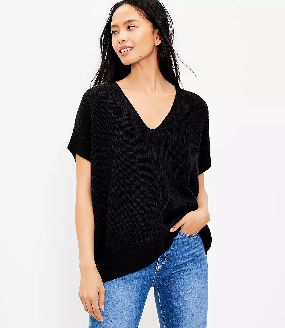 V-Neck Poncho Sweater | LOFT