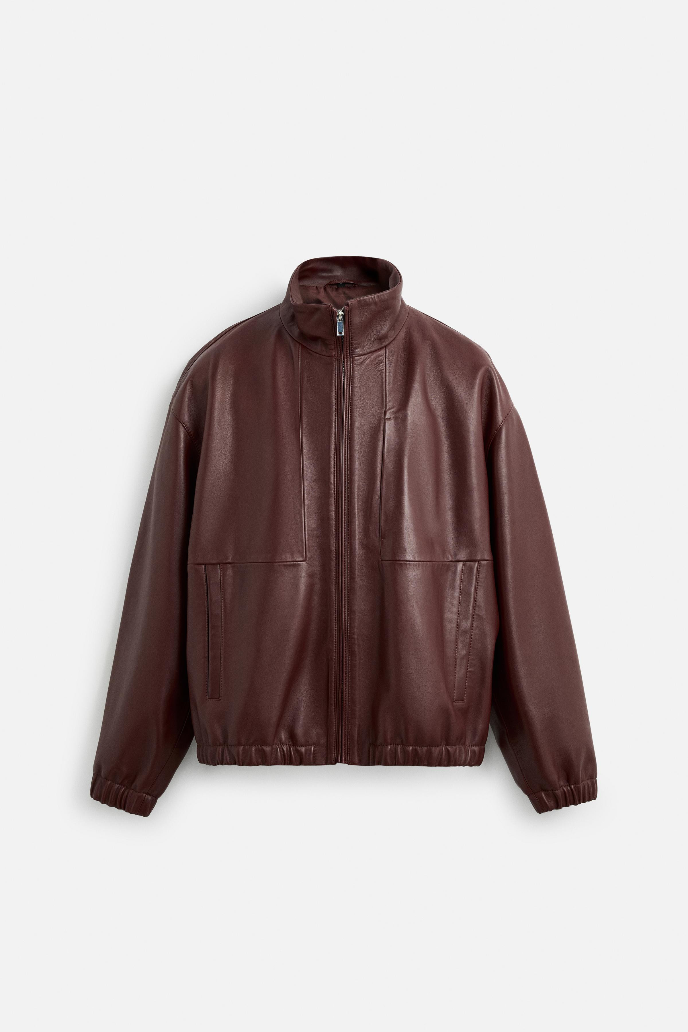 RELAXED FIT LEATHER JACKET | Zara UK