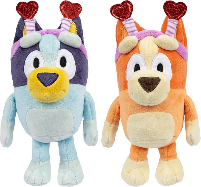 Bluey 2-Pack Smoochy Kiss Valentine’s Day Plush Bingo. 2 Episode-Themed Figures with Moving Arm... | Amazon (US)