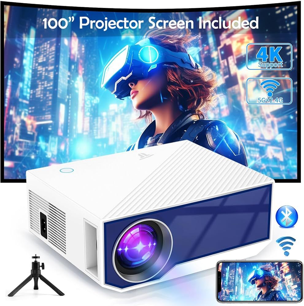 Projector with 5G WiFi and Bluetooth, Outdoor Portable Mini Projectors Support 4K, Native 1080P V... | Amazon (US)