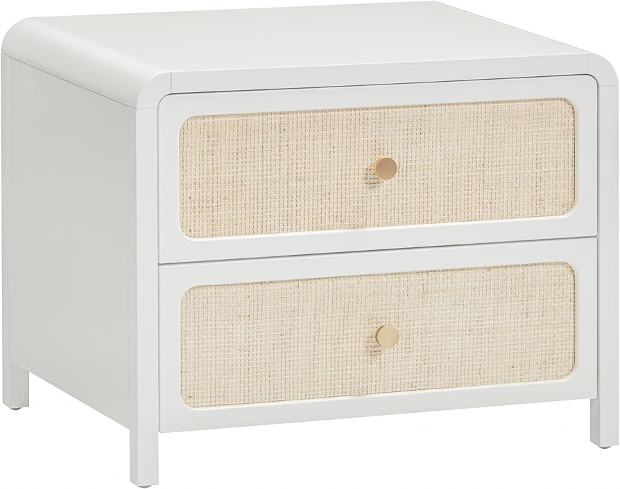 Tov Furniture Patty White Rattan 2 Drawer Nightstand | Amazon (US)
