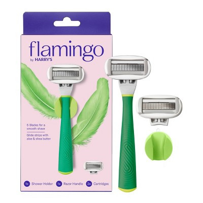 Flamingo 5-Blade Women's Razor - 1 Razor Handle + 2 Razor Blade Refills - Sage | Target