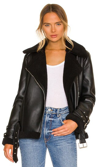 Vegan Oversized Moto Jacket in Black | Revolve Clothing (Global)