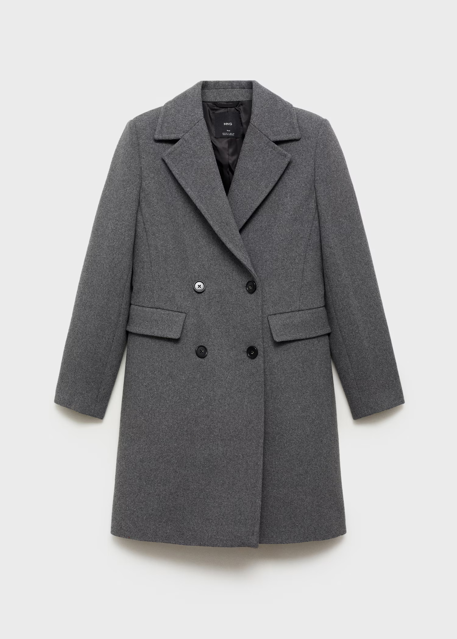 Double-breasted wool midi coat - Women | MANGO United Kingdom | MANGO (UK)