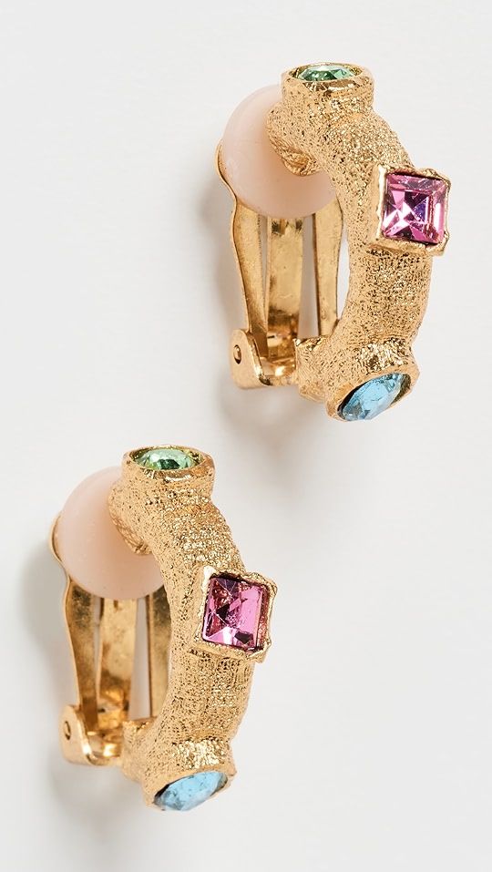 Antiqued Gold Earrings with Light Multicolor Gemstones | Shopbop