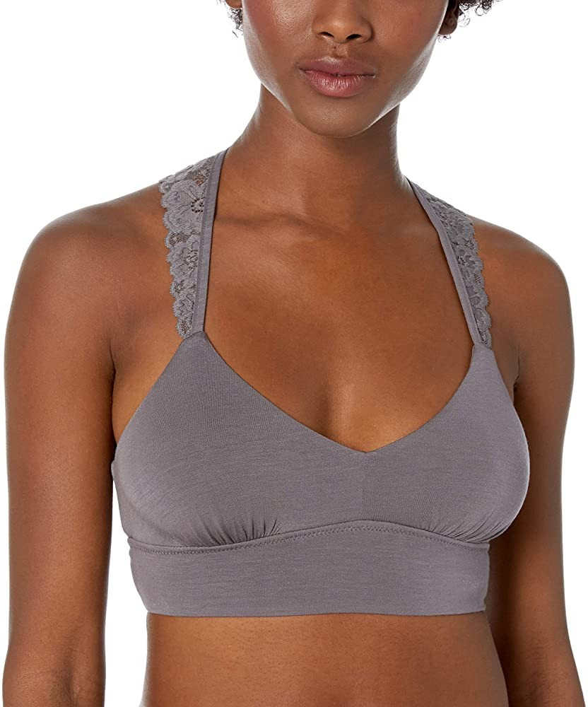 Amazon Brand - Mae Women's Modal with Lace Racerback Bralette with Removeable Pads (For A-C Cup) | Amazon (US)