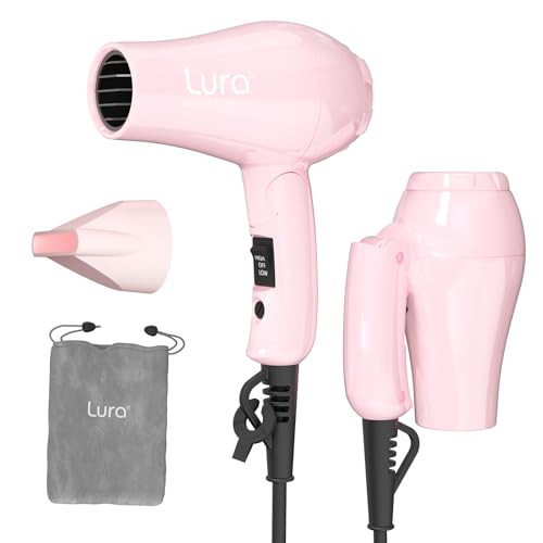 Foldable Travel Hair Dreyr Mini:Dual Voltage Small Lightweight Blow Dryer for International Travel,1200w Compact Hairdryer with Concentrator and Travel Bag(Light Pink) | Amazon (US)