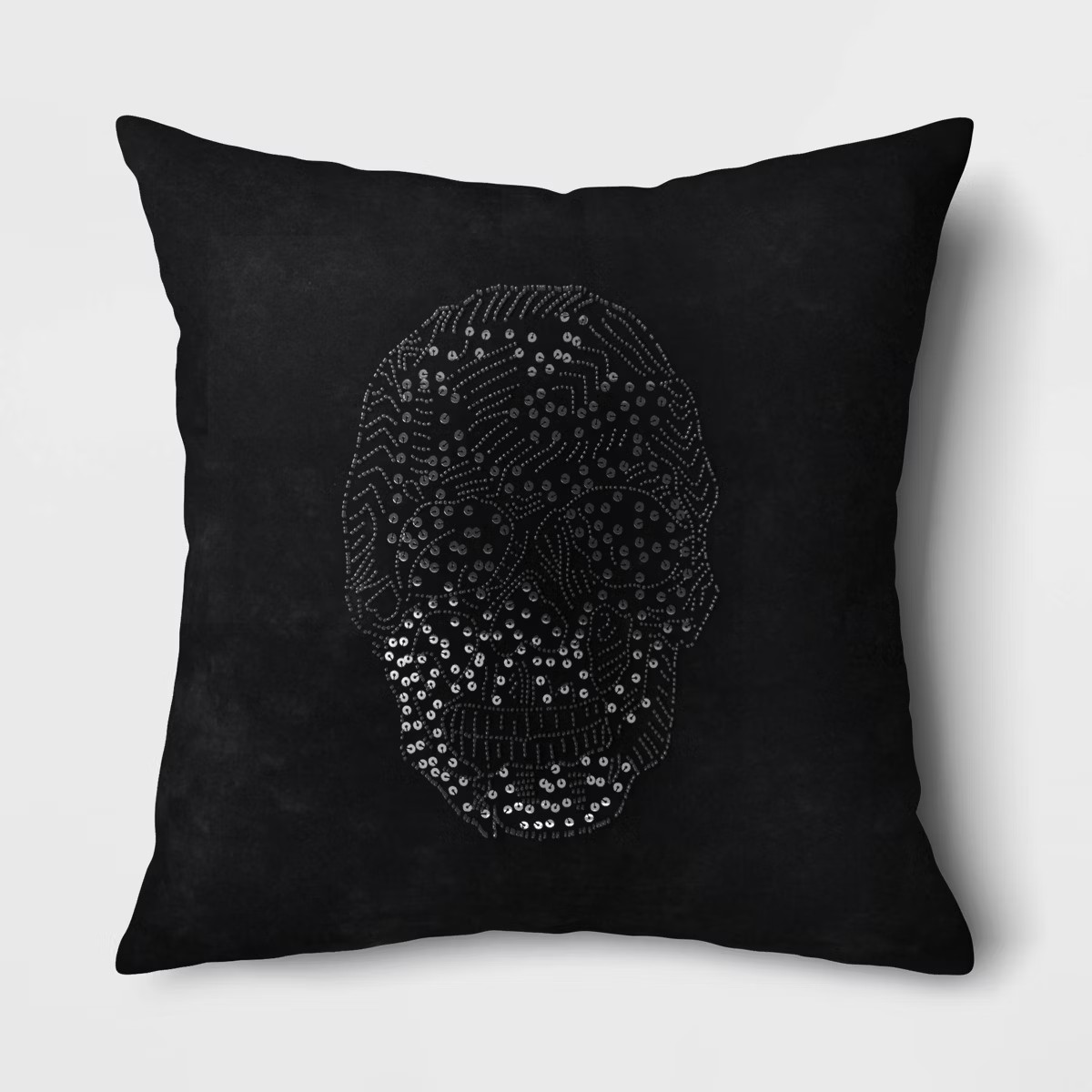 Square Beaded Skull Velvet Throw Pillow Black - Threshold™: Halloween Decor, Indoor, Ghosts & G... | Target