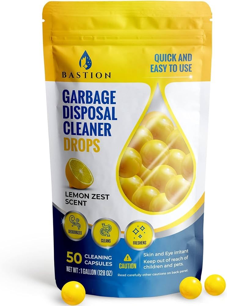 Garbage Disposal Cleaner and Deodorizer Drops- [[50-Count]] Lemon Zest Scented Kitchen Sink Fresh... | Amazon (US)