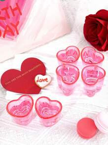 6pcs-Heart Shaped Shot Glasses Set 1.5 Oz Clear Cute Mini Shot Glasses Tequila Heart Cup For Whis... | SHEIN