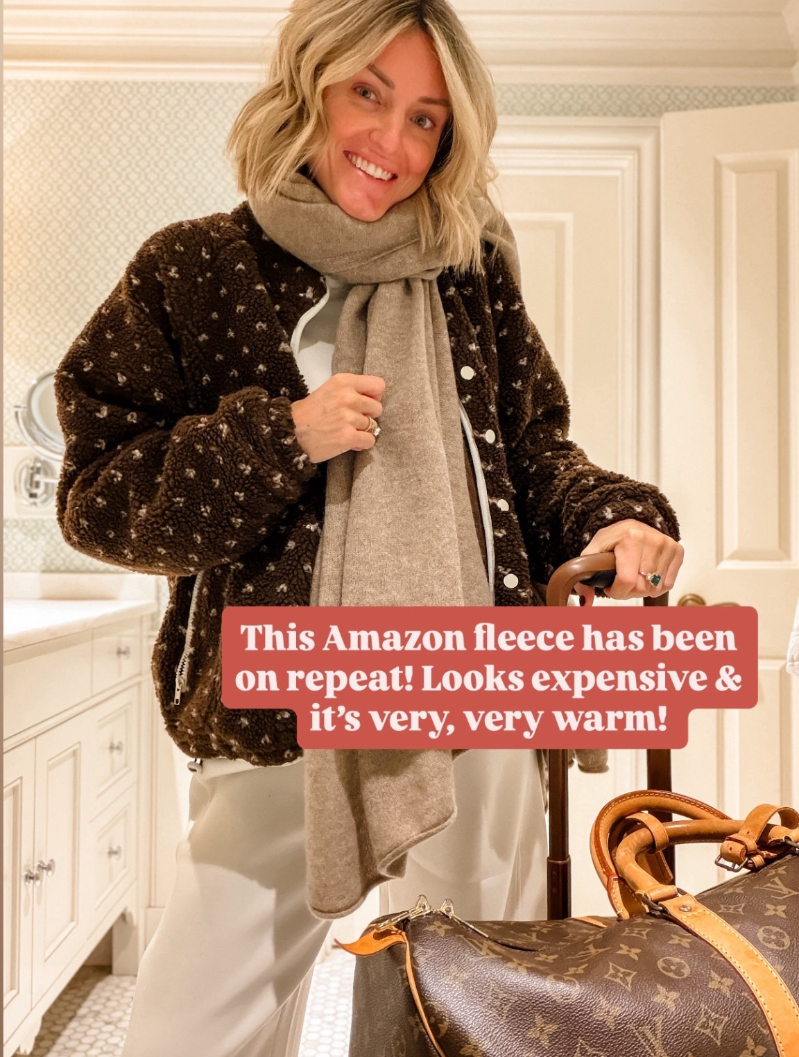 This brown fleece jacket is so cute for winter! I got it off Amazon, and I’m obsessed! I love that it buttons too! Wearing size S!

Loverly Grey, fleece jacket, brown fleece jacket, travel outfit, winter outfit 

#LTKTravel #LTKSeasonal