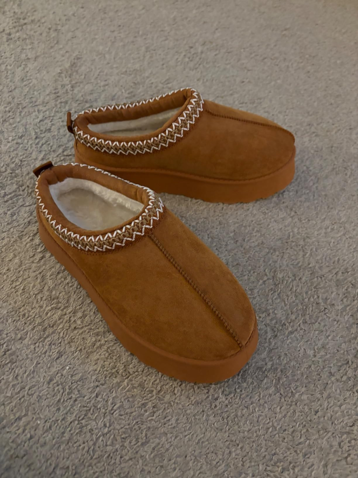 Women Platform Slippers Mini Boots Suede Leather Short Ankle Booties Fuzzy Slip on Shoes Snow Pla... | Amazon (US)