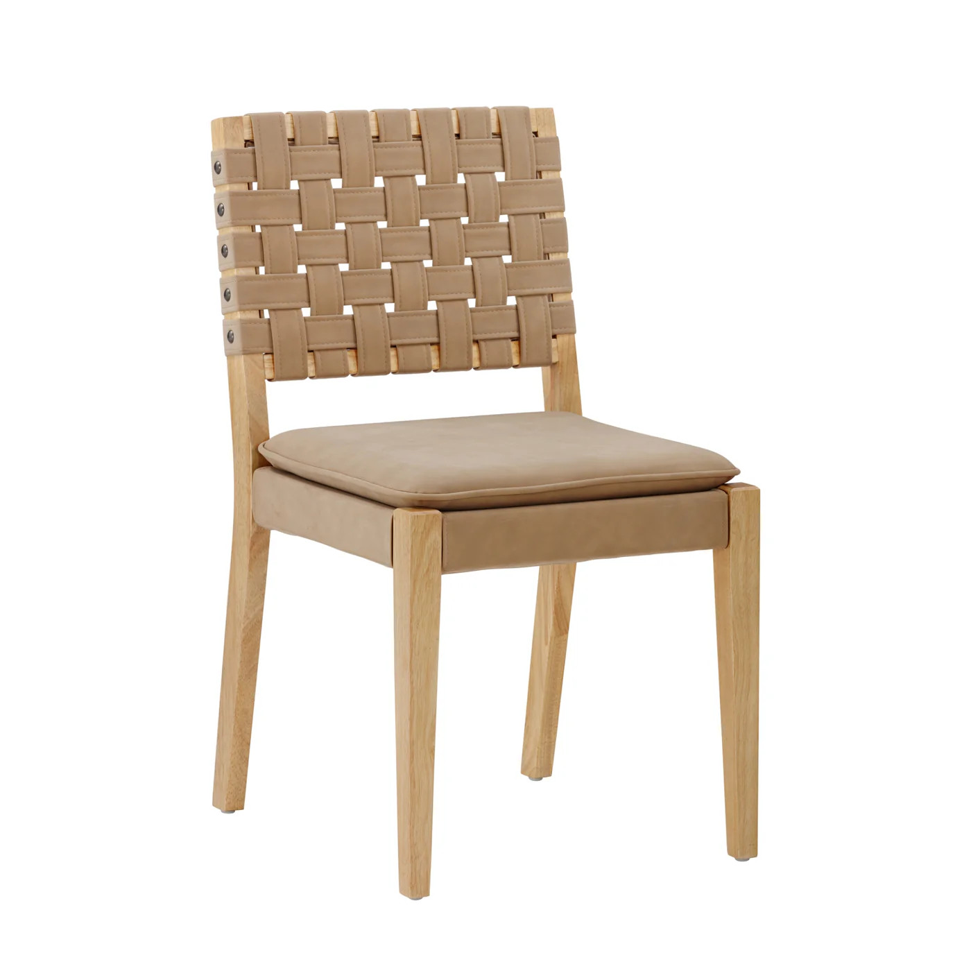 Woven Faux Leather Dining Chair Light Brown | Nathan James