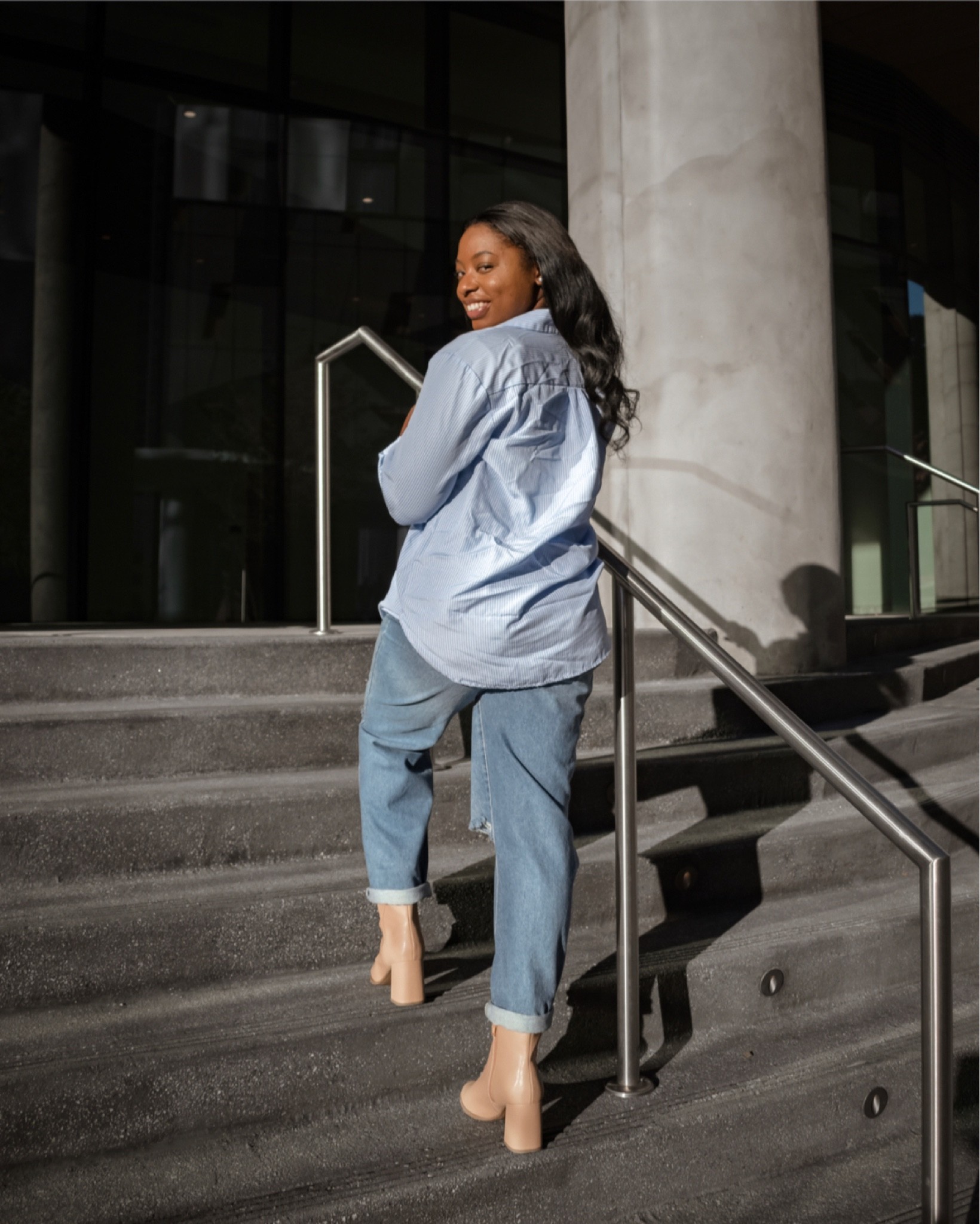 Business attire, woman’s business attire, stripped shirt, target boots, target fall collection, work wear, forever 21 jeans, blue jeans, 

#LTKworkwear #LTKunder100 #LTKSeasonal