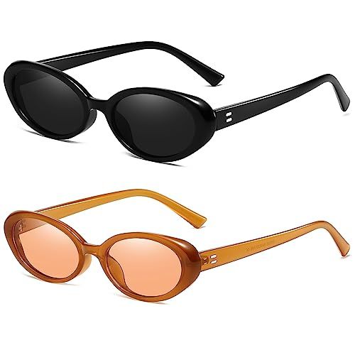 Breaksun Retro Oval Sunglasses for Women Men Fashion Small Oval Sunglasses 90s Vintage Shades | Amazon (US)