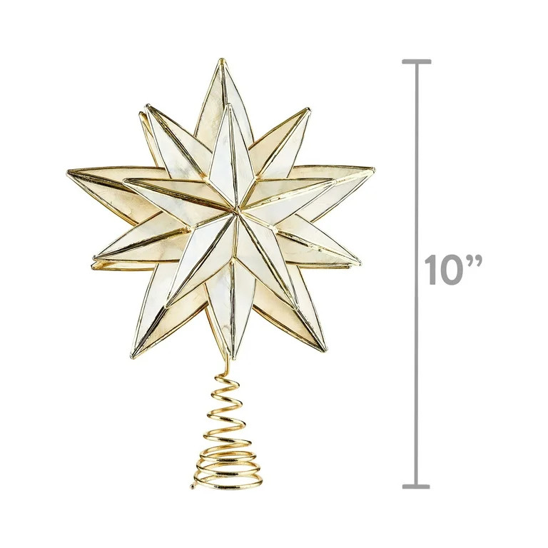 Gold Capiz Star Christmas Tree Topper, 10 in, 0.77 lb, by Holiday Time | Walmart (US)