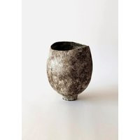 Textured Black Clay Vase With White Patina Large Minimalist Ceramic Container For Home Decor Or Art Collectors | Etsy (US)