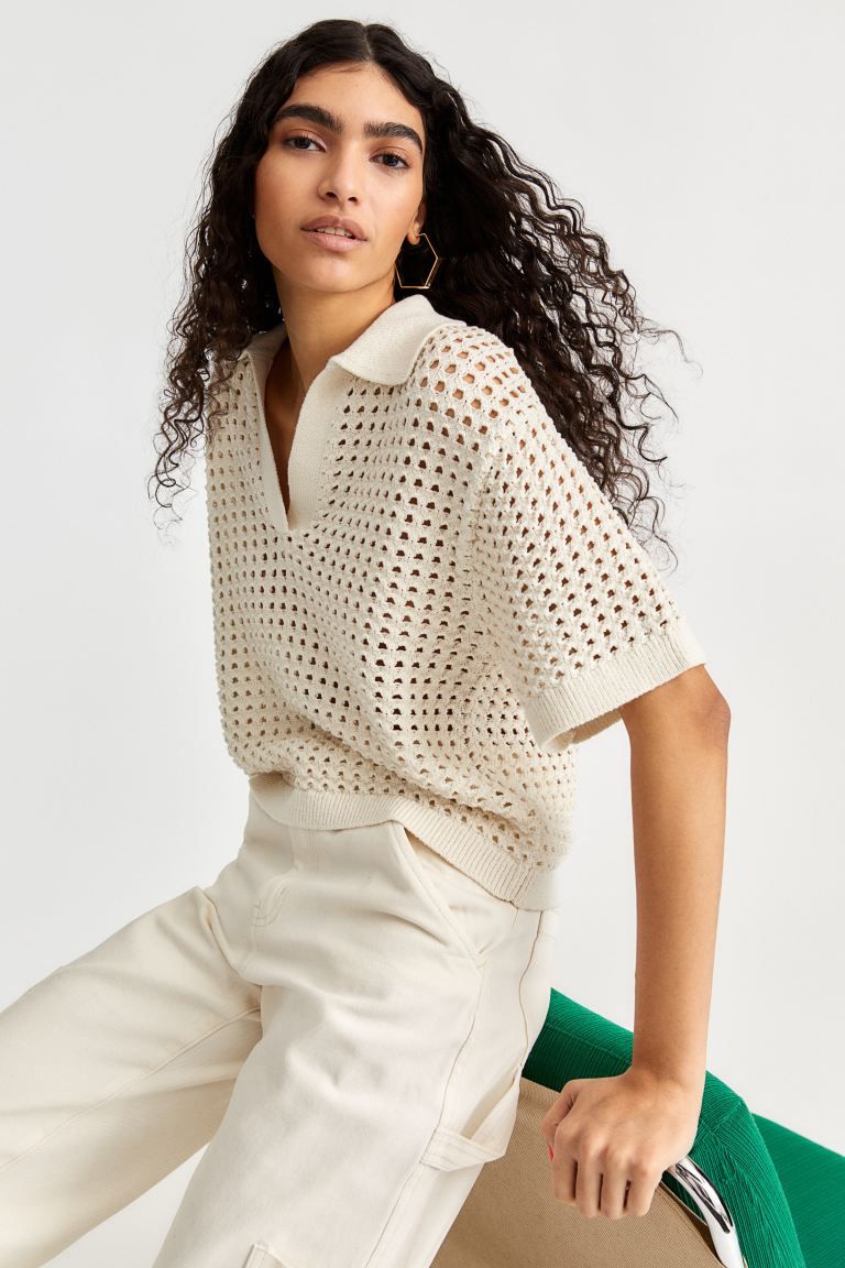 Pointelle-knit Polo Shirt | H&M (US + CA)