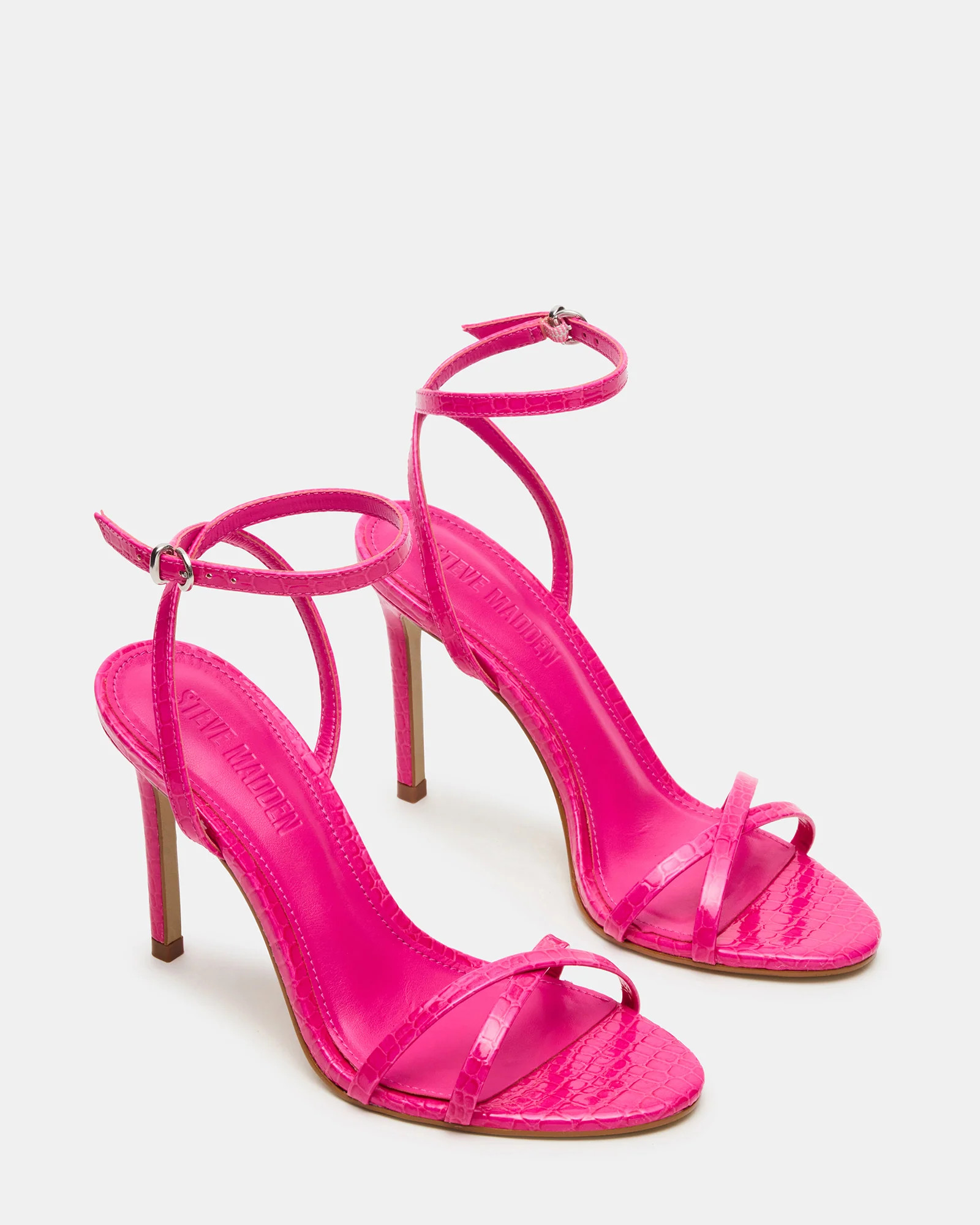 JYPSEY Pink Crocodile Strappy Stiletto Women's Heel | Steve Madden (US)