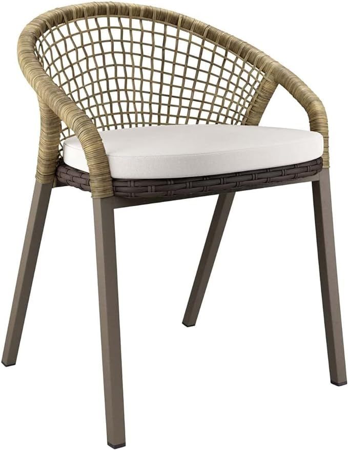 Modway Meadow Outdoor Patio Teak Wood, Dining Chair - Set of 2, Natural White | Amazon (US)