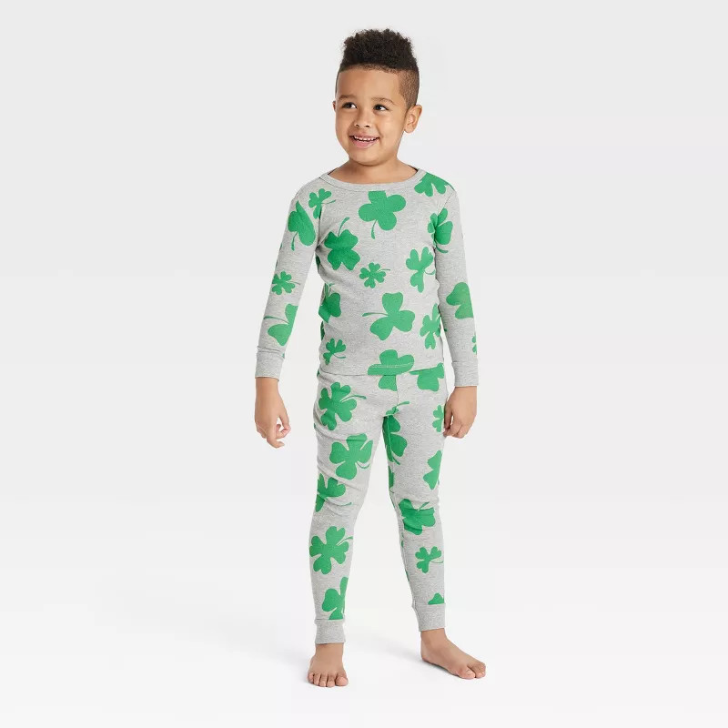 Kids' St. Patrick's Day Matching Family Pajama Set - Gray | Target