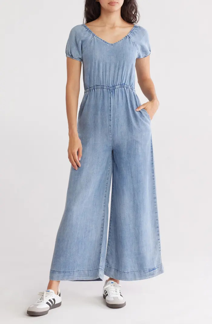 Tractr Kids' Tencel® Lyocell Chambray Wide Leg Jumpsuit | Nordstromrack | Nordstrom Rack