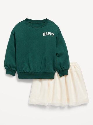 French-Terry Sweatshirt and Tulle Tutu Skirt for Toddler Girls | Old Navy (US)
