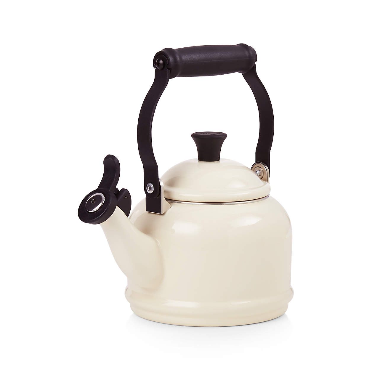 Le Creuset Demi 1.25-Qt. White Stovetop Whistling Tea Kettle + Reviews | Crate & Barrel | Crate & Barrel