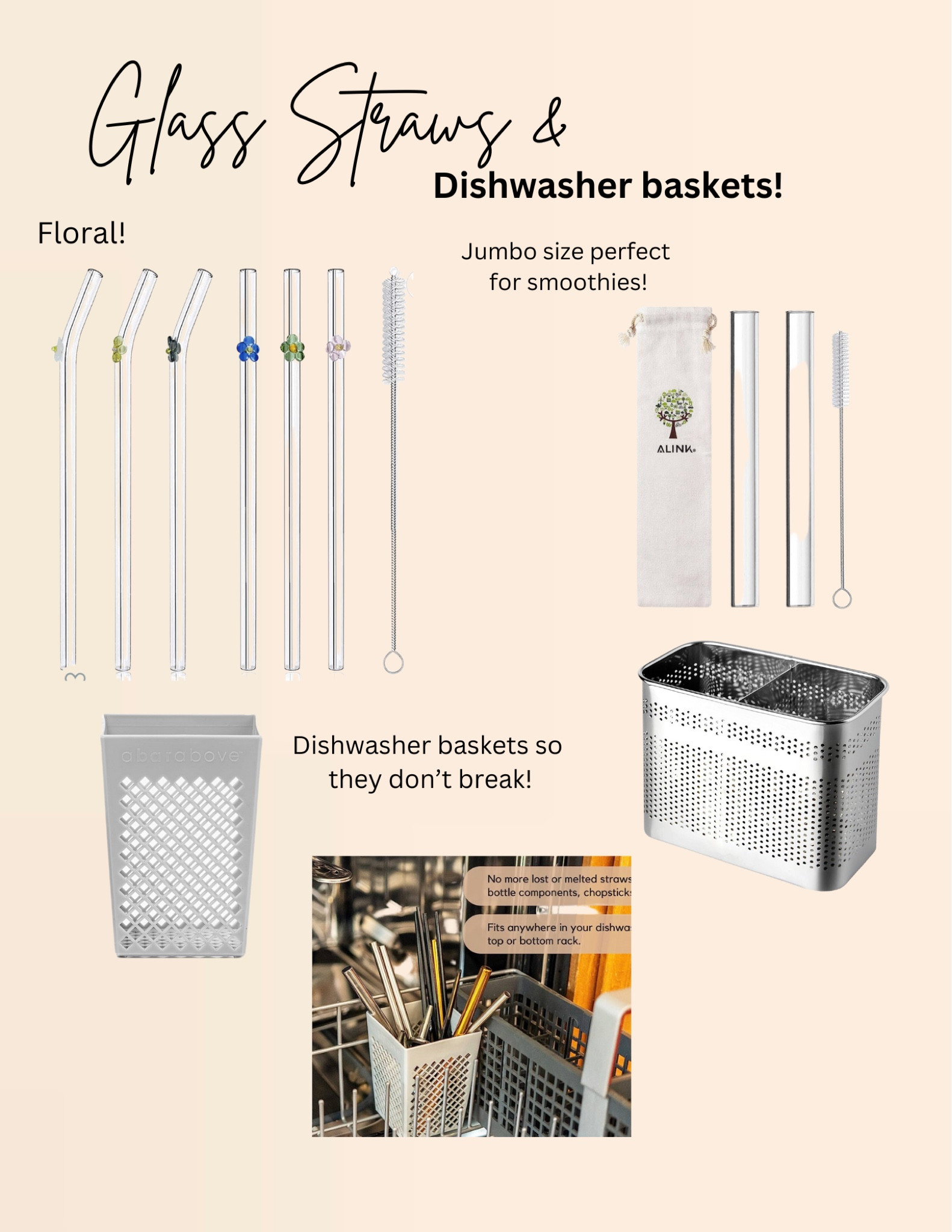 Got new glass straws since they keep breaking. I’m also going to order a safe dishwasher basket so they don’t break in the dishwasher! ☀️🍹#glassstraws #ecofriendly #summerdrinks #glassware 

#LTKunder50 #LTKSeasonal #LTKfamily