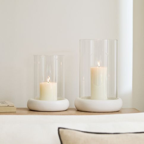 Pure White Ceramic Hurricanes | West Elm (US)