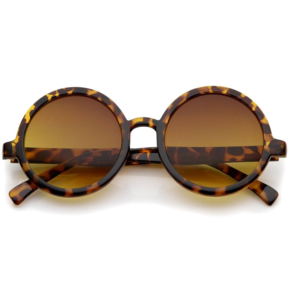zeroUV Trendy Round Retro Sunglasses for Women, UV400 Vintage Horn Rimmed Neutral-Colored Lens 52... | Amazon (US)