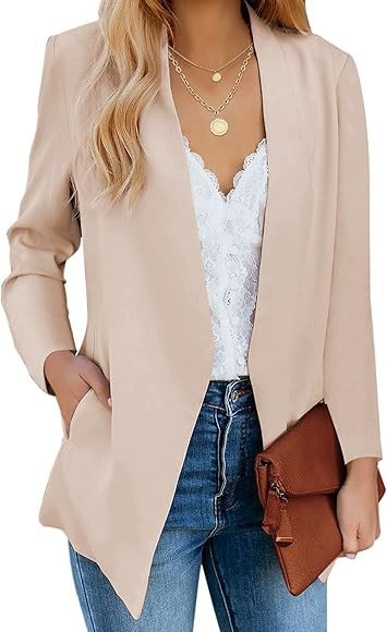 luvamia Women's Casual Long Sleeve Lapel Button Slim Work Office Blazer Jacket | Amazon (US)