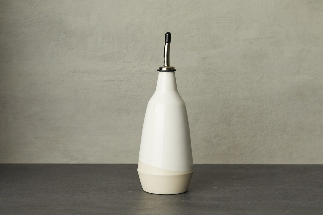 Dispenser for Olive Oil, Vinegar Cruet Handmade White Bottle in Ceramic - Etsy Canada | Etsy (US)