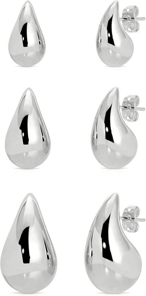 Small Teardrop Gold Chunky Earrings for Women,Thick Gold Plated Hoop Hypoallergenic Water Drop Ea... | Amazon (US)