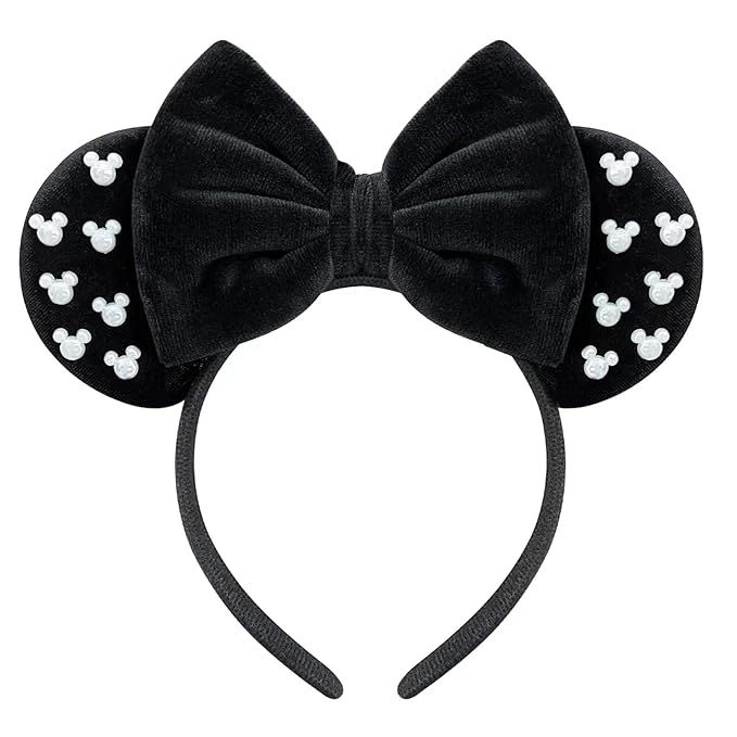 Mouse Ears for Women Black Velvet Mouse Park Mouse Ears Headband Minnie Ears Mickey Ears for Adul... | Amazon (US)