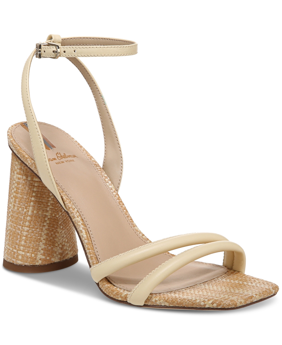 Sam Edelman Women's Kia Strappy Dress Sandals - Bleached Wheat Raffia Multi | Macy's