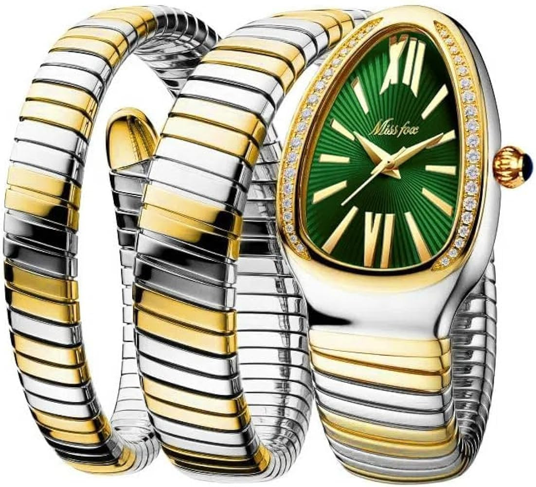 Fashion Women's Quartz Watch Serpentine Inlaid Diamond Golden Ladies Watches Light Luxury Bracele... | Amazon (US)