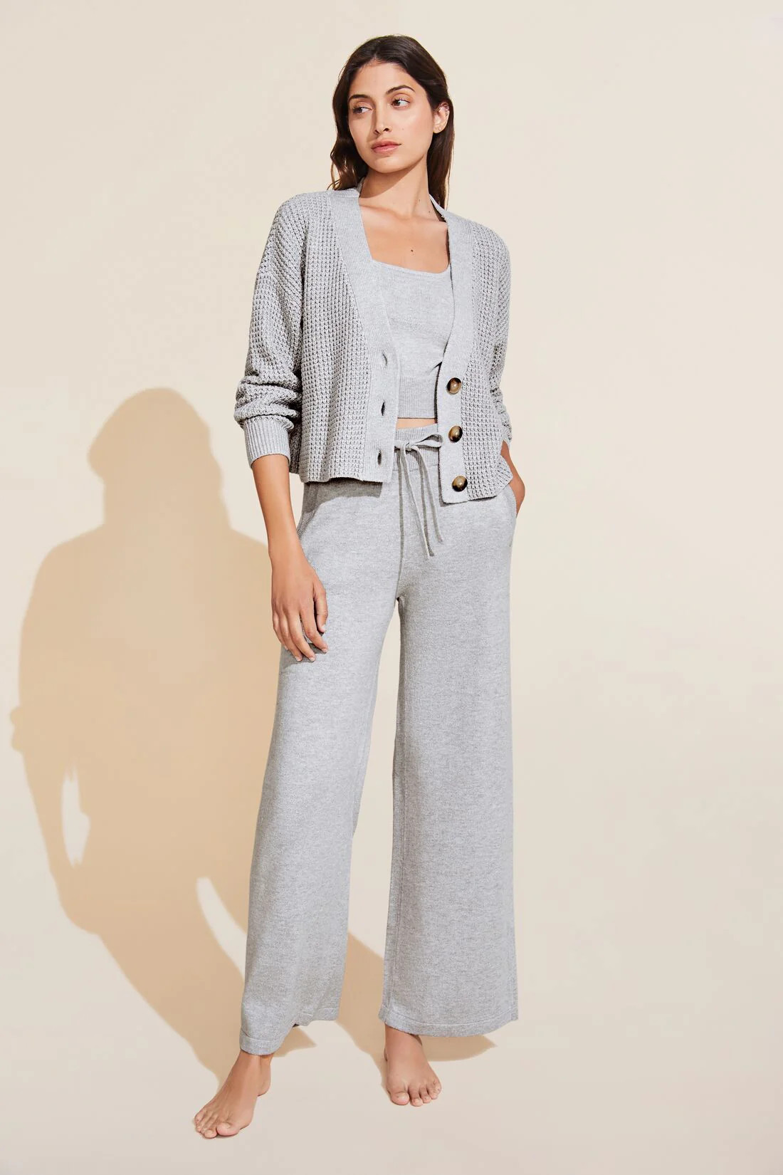 Recycled Sweater Cropped Cardigan - Heather Grey | Eberjey