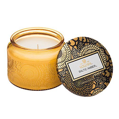 Voluspa Baltic Amber Small Embossed Glass Jar Candle, 3.2 Ounces | Amazon (US)