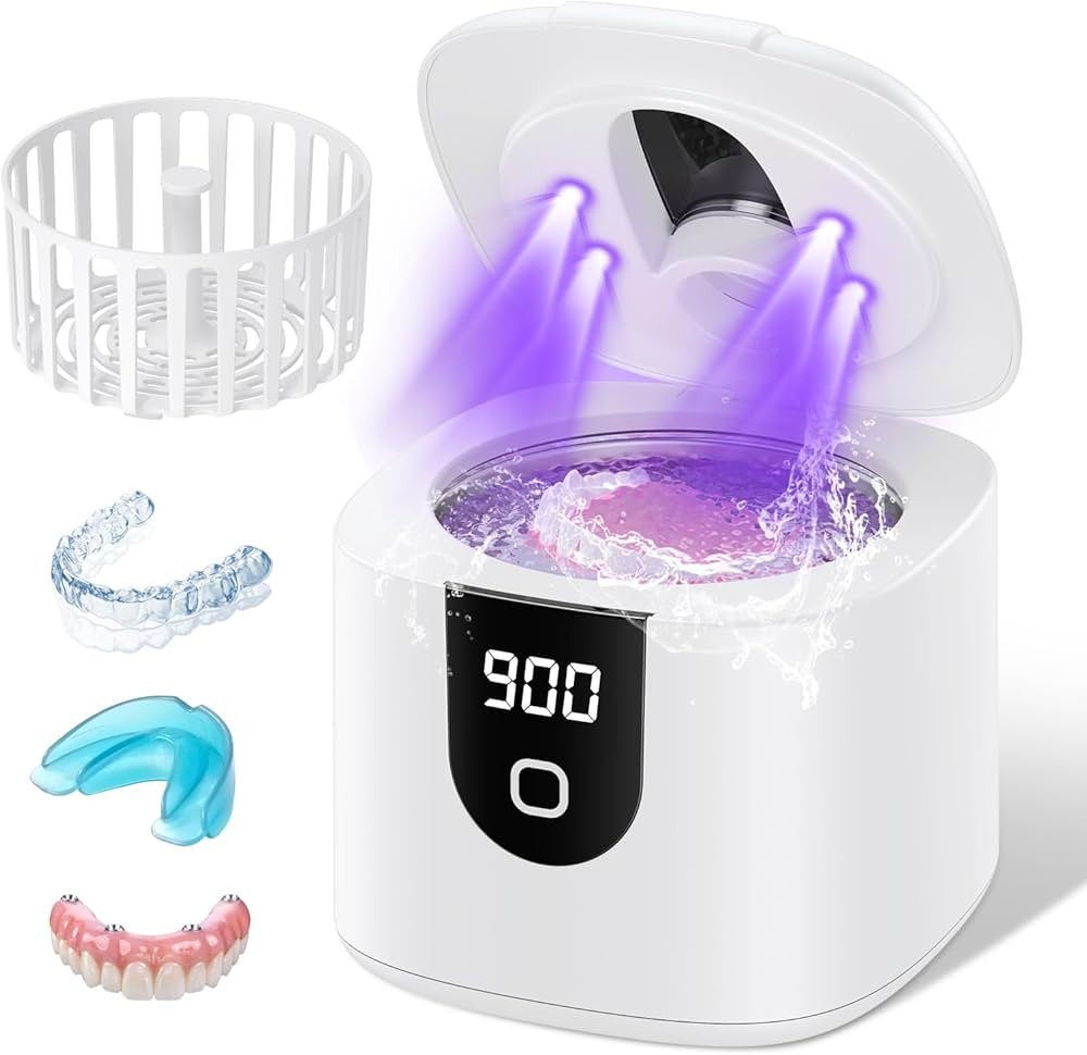 45kHz Ultrasonic Retainer Denture Cleaner Machine, Fast Cleaning for Aligners, Mouth Guards, Brac... | Amazon (US)