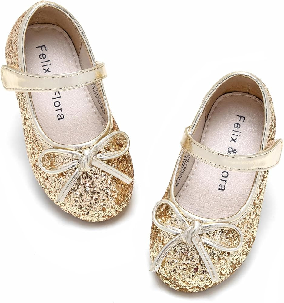 Felix & Flora Toddler Flower Girl Dress Shoes - Girl Ballet Flats Party School Shoes Wedding | Amazon (US)